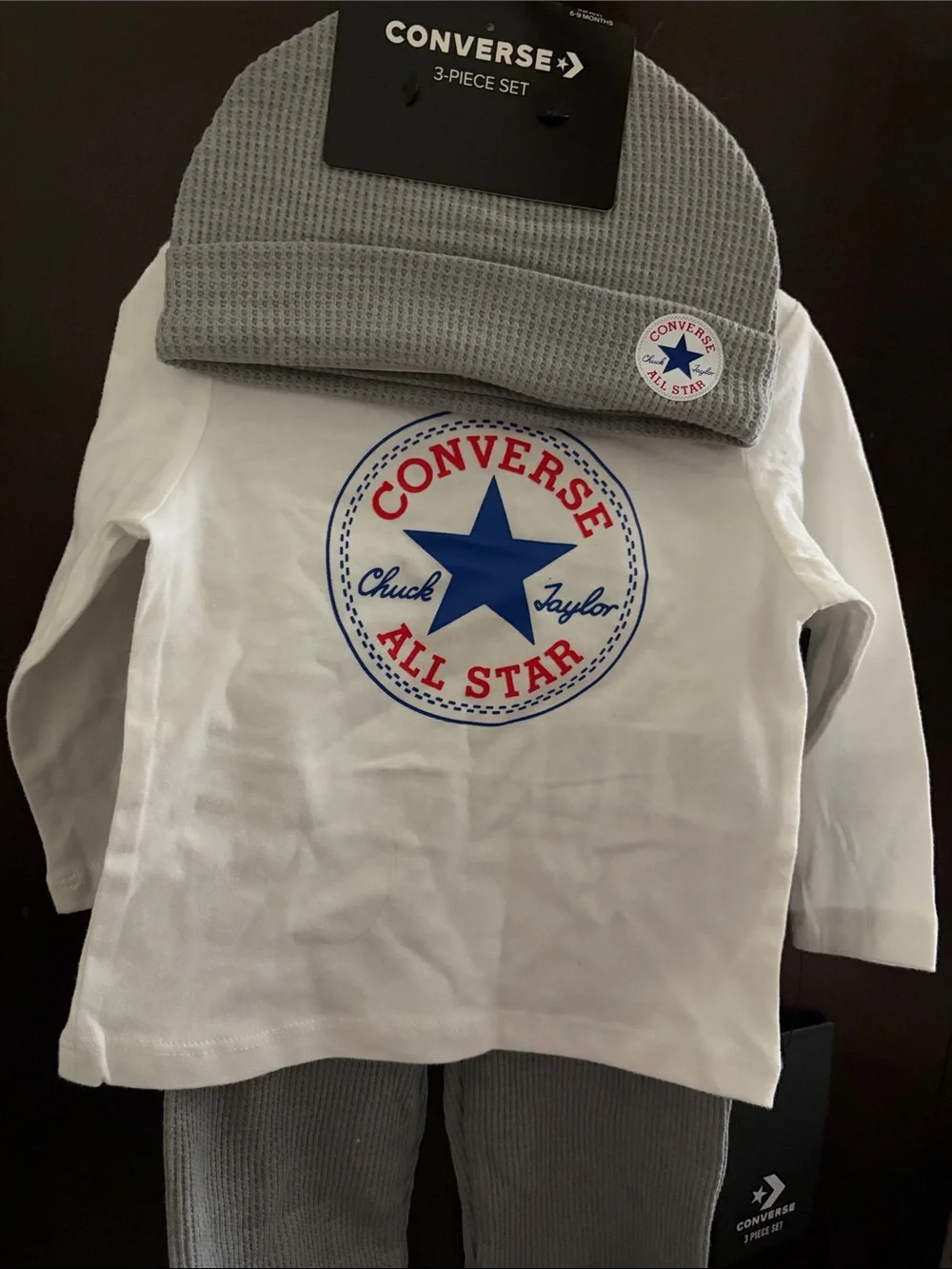 Converse Baby 3-Piece Set in White, Gray, Blue & Red